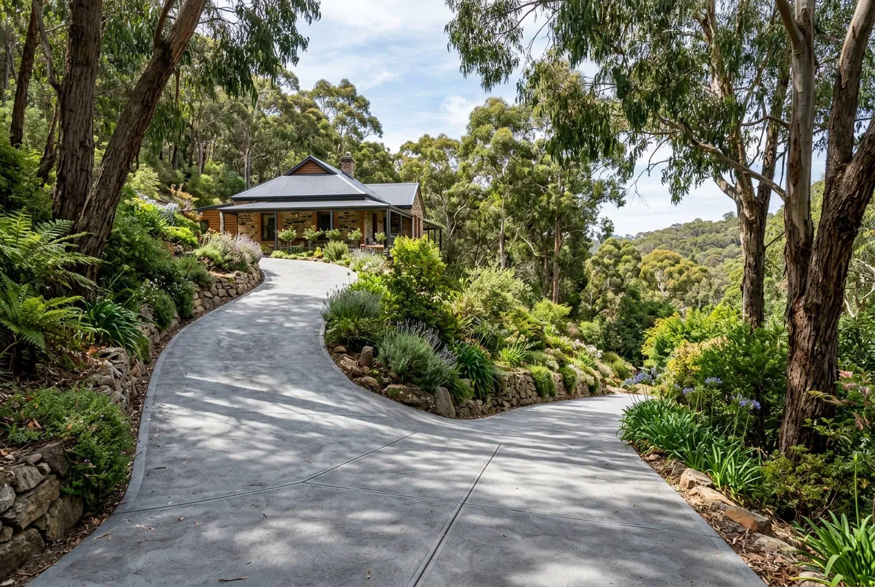 Plain Concrete Driveway in Adelaide Hills, South Australia