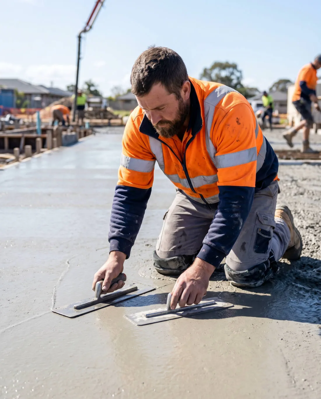 Adelaide Hills Concreting crew finishing a slab