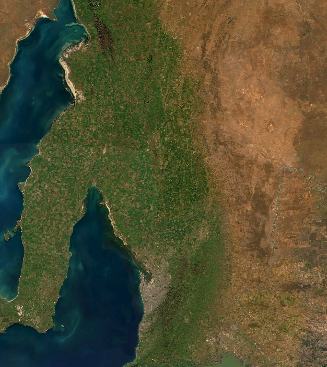 Satellite view of the Adelaide Hills Concreting service area across regional South Australia